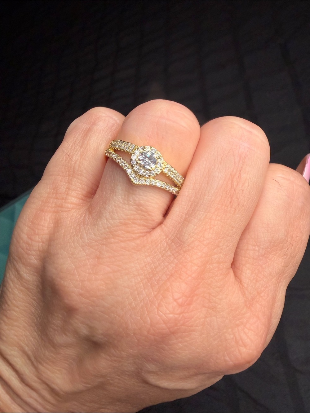 Gold Filled Halo AAA CZ Engagement Style Ring Size 9